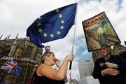 Manche Briten demonstrieren auch zwei Jahre nach dem Brexit-Votum gegen den EU-Austritt. (Bild: Luke MacGregor/Bloomberg (London, 20. Juni 2018))