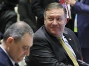 US-Aussenminister Mike Pompeo (rechts) hat die harte Haltung der USA gegenüber der Islamischen Republik Iran vor Journalisten erneut verdeutlicht. (Bild: KEYSTONE/EPA/WALLACE WOON)