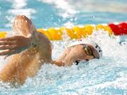 Jérémy Desplanches stand erstmals seit seinem Goldgewinn wieder im Einsatz - und schied über 400 m Lagen klar aus (Bild: KEYSTONE/AP/DARKO BANDIC)