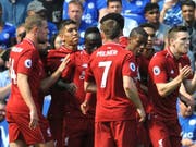 Die Liverpooler jubeln nach dem Führungstor durch Sadio Mané (Mitte, links von Milner) (Bild: KEYSTONE/AP/RUI VIEIRA)