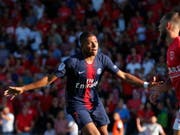 PSG-Stürmer Kylian Mbappé nach seinem 3:2-Führungstor in Nîmes - später flog der Jungstar vom Platz (Bild: KEYSTONE/EPA/GUILLAUME HORCAJUELO)