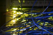 Detail view of network rack: patch panels, LED, fibre optic cables, switches in the server room of a company in Zurich, Switzerland, on 4 July 2017. (KEYSTONE/Gaetan Bally)Detailansicht Netwerk-rack: Netzwerkkabel, LED, Glasfaserkabeln im Serverraum eines Unternehmens in Zuerich, aufgenommen am 4. Juli 2017. (KEYSTONE/Gaetan Bally)
