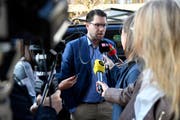 Jimmie Åkesson, Präsident der Schwedendemokraten, am Montag in Stockholm. (Bild: Henrik Montgomery/AP (Stockholm, 10. September 2018))