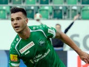 Goran Karanovic war 2015 vierfacher Torschütze für St. Gallen gegen den FC Aarau, bevor er in die französische Ligue 1 wechselte. (Bild: KEYSTONE/WALTER BIERI)