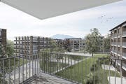 Eine der 150 geplanten Wohnungen mit Blick auf den Pilatus. (Visualisierung: PD)