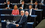 Jean-Claude Juncker gestern während seiner Ansprache in Strassburg. (Bild: Patrick Seeger/EPA)