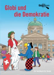 Globi mit der Helvetia auf dem Berner Bundesplatz.