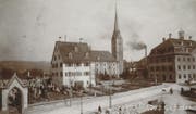 Das Zentrum der politischen Gemeinde Tablat im Osten war St.Fiden. Im Bild Friedhof, Kirche und am rechten Bildrand das Gemeindehaus. (Bild: Sammlung Reto Voneschen)