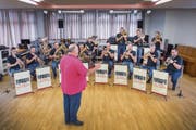 Üben, üben, üben: Böhmisch-mährische Blasmusik ist gar nicht so einfach zu spielen. (Bild: Urs Bucher, Herisau, 2. September 2018)