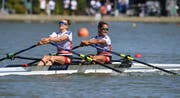 Frédérique Rol (links) und Patricia Merz im Finalrennen. (Bild Detlev Seyb/PD (Plovdiv, 15. September 2018))