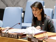 «Sanktionen gegen Nordkorea werden unterlaufen und behindert»: die US-Botschafterin bei den Vereinten Nationen, Nikki Haley. (Bild: KEYSTONE/EPA/JUSTIN LANE)