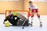 Am Montagabend gilt es ernst: Marc Blöchlinger (links) und Remo Schuler stehen zum ersten Mal im Einsatz. (Bild: Philipp Zurfluh, Seedorf, 12. September 2018)
