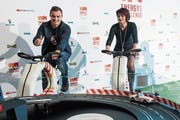 Bundesrätin Doris Leuthard und Fussballer Xherdan Shaqiri warben vor zwei Jahren für die Energy Challenge. (Bild: Marcel Bieri/KEY (Bern, 6. April 2016))