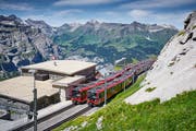 Züge der Jungfraubahn an der Station Eigergletscher im Sommer. (Bild: PD)