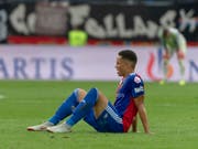 Der FCB ist noch aufgestanden: Noah Okafor nach dem 1:1 gegen Thun (Bild: KEYSTONE/GEORGIOS KEFALAS)