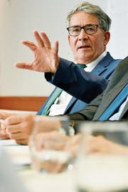 Urs Schwaller, Verwaltungsratspräsident der Post, während der Medienorientierung. (Bild: Urs Flüeler/Keystone)