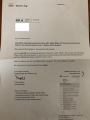 Der Brief der Staatskanzlei an die Chamer Stimmberechtigten. (Bild: PD)