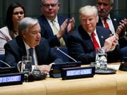 US-Präsident Donald Trump (r.) fordert in New York verstärktes Engagement im Kampf gegen Drogen. Auch Uno-Generalsekretär António Guterres (l.) sagte seine Hilfe zu. (Bild: KEYSTONE/AP/EVAN VUCCI)