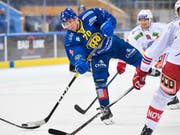 Enzo Corvi (mit Nr. 70) brachte den HC Davos mit seinem Tor zum 1:0 früh auf Kurs (Bild: KEYSTONE/GIAN EHRENZELLER)