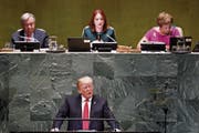 Donald Trump während seines Auftritts vor der UNO-Vollversammlung. (Bild: Justin Lane/EPA; New York, 25. September 2018)