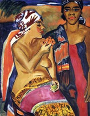 «Frauen mit buntem Teppich»: Max Pechstein, Südsee, 1920, Öl auf Leinwand. (Bild: PD)