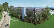 Das Erscheinungsbild des Parkhauses ist noch offen: Diese Variante zeigt eine mit Pflanzen bestückte Fassade. (Bild: Visualisierung: PD/Forol AG)