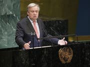 Uno-Generalsekretär Antonio Guterres am Dienstag in New York vor der Uno-Vollversammlung. (Bild: Keystone/EPA-EFE/JASON SZENES)