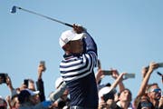 Tiger Woods während einer Trainings-Session für den Ryder Cup bei Paris. (Bild: Ian Langsdon/EPA (Guyancourt, 26. September 2018))