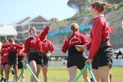 Petra Ott vom Seilziehclub Mosnang jubelt über den dritten Rang. (Bild: PD)