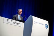 Edwin Eichler an der Generalversammlung im April 2018 im KKL. (Bild: Pius Amrein, 26. April 2018))