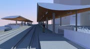 Die gestalteten Perrondächer am Bahnhof Mattenhof. (Visualisierung: Gemeinde Kriens)