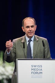 Der Präsident Verband Schweizer Medien und Verleger Tamedia, Pietro Supino im KKL. (Bild: KEYSTONE/Urs Flueeler)