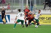 Chams Roman Herger (Zweiter von rechts) und Co. haben drei Meisterschaftsmatches in Folge gewonnen. (Bild: Stefan Kaiser (1. September 2018))