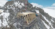 Imposantes Bauwerk mit doppelter Lungerer Beteiligung: Die höchst gelegene Bergbahnstation Europas am Kleinen Matterhorn. (Bild: PD)