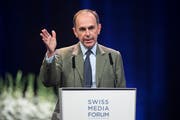 Der Präsident des Verbands Schweizer Medien und Verleger von Tamedia, Pietro Supino, anlässlich des Swiss Media Forum im KKL Luzern. (Bild: Urs Flüeler/Keystone (Luzern, 27. September 2018))