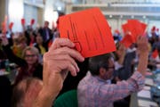 Die SP-Delegierten stimmten dem AHV-Paket zu. (Bild: Peter Klaunzer / Keystone (Olten, 29. September 2018))