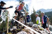 Die Schweizer Mountainbikerin Jolanda Neff während dem Training zur Heim-WM in der Lenzerheide. (Bild: Gian Ehrenzeller/Keystone (Lenzerheide, 4. September 2018))