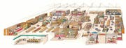 Der abgebildete Hauptteil der Shedhalle soll sich in eine grosse Markthalle verwandeln, in den anderen Bereichen ist ein Sport- und Spielparadies sowie eine Veranstaltungshalle geplant. (Visualisierung: PD)