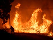 Wegen hunderter Brände hat die Feuerwehr in Kalifornien ihr Jahresbudget innert zwei Monaten fast aufgebraucht. Auf dem Bild Flammen des Delta-Fire im Shasta-Trinity Nationalforst. (Bild: KEYSTONE/FR34727 AP/NOAH BERGER)