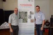Stadtrat Daniel Meili (links) und Christoph Strassmann von den Technischen Betrieben Wil informierten zum Stand der Fernwärme in Wil.