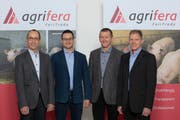 Agrifera-Spitze: (V.l.) Xaver Fleischlin (austretend), Pascal Mieschbühler (neu), Richard Bucheli (neu Vorsitzender) und Armin Troxler (bisher). (Bild: PD)