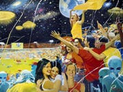Das Gemälde «Earth Wins!» (2004) von Vladimir Dubossarsky & Alexander Vinogradov ist vom 5. April bis 30. Juni 2019 im Kunsthaus Zürich in der Ausstellung «Fly me to the Moon» zu sehen. (Bild: Vladimir Dubossarsky & Alexander Vinogradov)