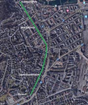 Die Strecke des Pilotprojekts «Velostrasse».