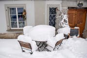 In Speicher liegt viele Schnee – und es wird am Wochenende noch mehr dazu kommen. (Bild: Urs Bucher)