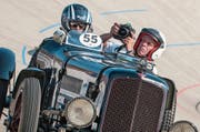 Daniel Reinhard (rechts) im «Alvis Special» von Bernhard Brägger beim Indianapolis-Rennen in Oerlikon 2012. (Bild: PD)