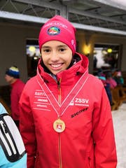 Die 14-jährige Sarnerin Ronja Rietveld gewinnt ihren ersten ZSSV-U15-Biathlon-Titel.