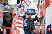 Demonstration von Brexit-Befürwortern vor dem Sitz des britischen Parlaments in London. (Bild: Henry Nicholls/Reuters (London, 9. Januar 2019))