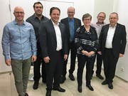 Christoph Steuble (Regionalparteipräsident), Stefan Kohler (Sarganserland), Patrick Dürr (Kantonalparteipräsident), Nationalrat Markus Ritter, Kantonsrätin Barbara Dürr, Max Michl (Präsident Ortspartei Sennwald), Nationalrat Thomas Ammann (von links). (Bild: PD)