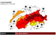 Die Schneedecke wird zunehmend instabil. Gemäss SLF sind sehr grosse und vereinzelt extrem grosse spontane Lawinen zu erwarten. (Bild: Screenshot SLF)