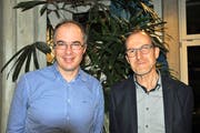 Leiteten ihre erste Versammlung: Kirchenpfleger Felix Romann und Präsident Thomas Siegfried. (Bild: Sabrina Bächi)
